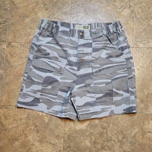 Cabela's Trail Cargo Shorts Mens 31 Green Camo Hiking Fishing Outdoor Gorpcore